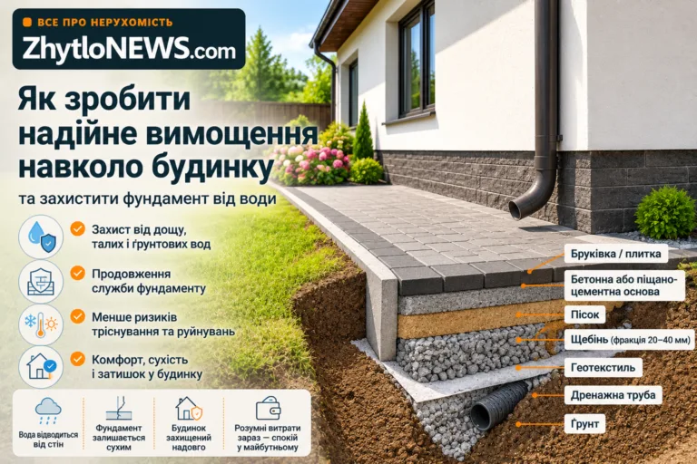 вимощення навколо будинку та захист фундаменту від води