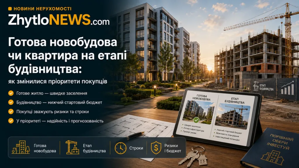Готова новобудова чи квартира на етапі будівництва