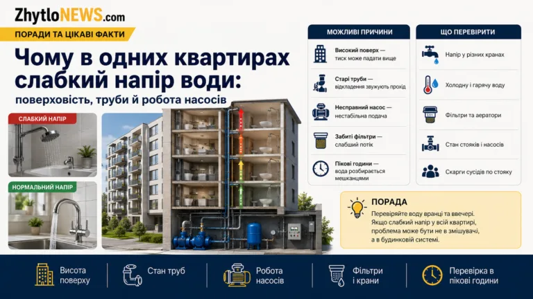 Чому в одних квартирах слабкий напір води