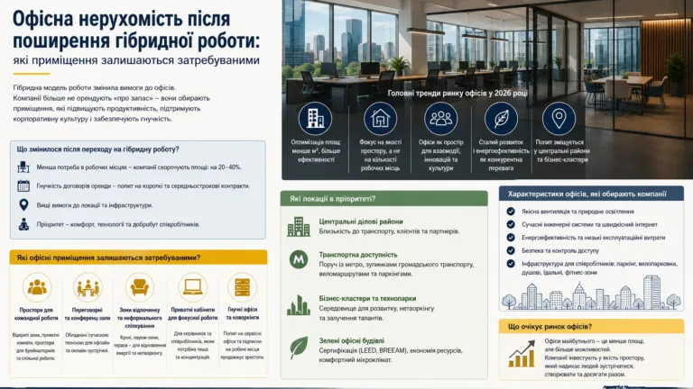 Офісна нерухомість після поширення гібридної роботи