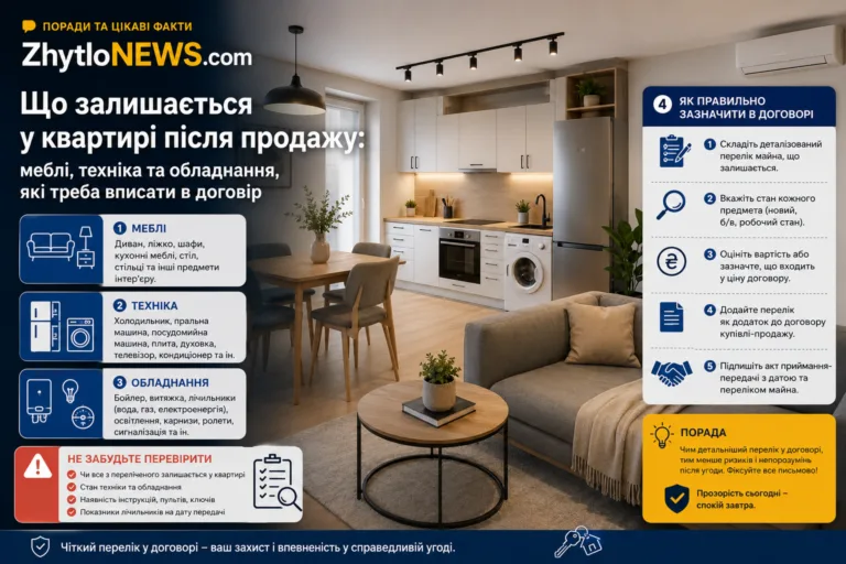 Що залишається у квартирі після продажу