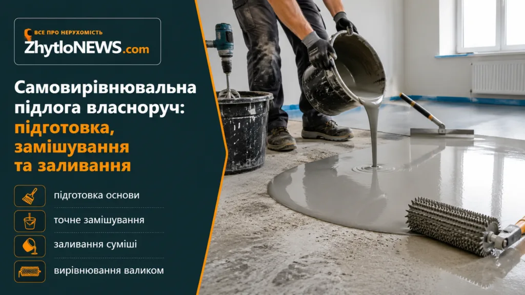 Самовирівнювальна підлога власноруч: підготовка, замішування та заливання