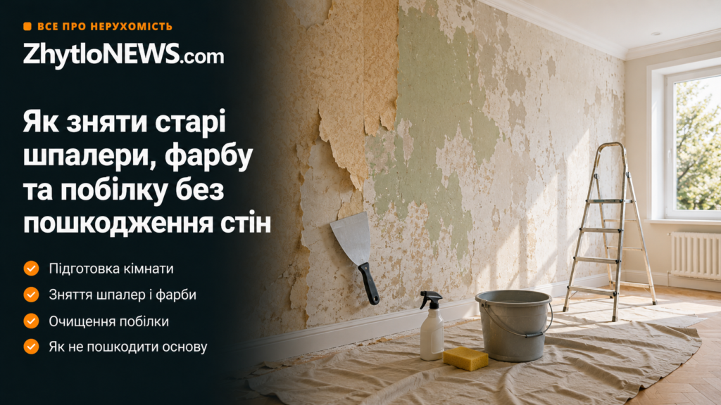 зняти старі шпалери, фарбу та побілку