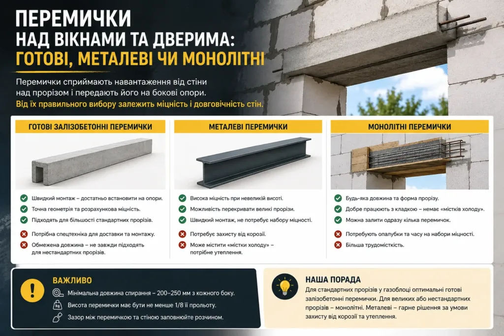 Перемички над вікнами та дверима