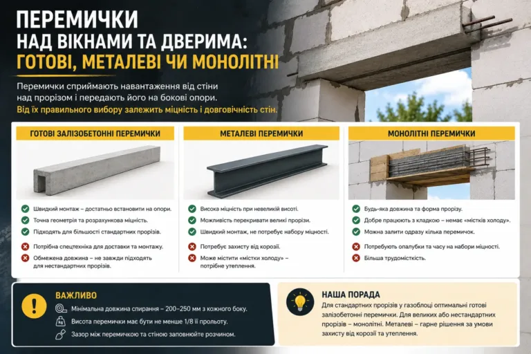 Перемички над вікнами та дверима