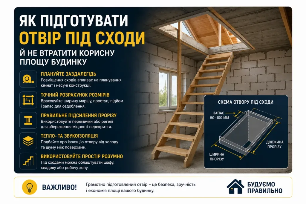 Як підготувати отвір під сходи й не втратити корисну площу будинку