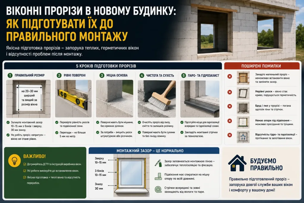 Віконні прорізи в новому будинку