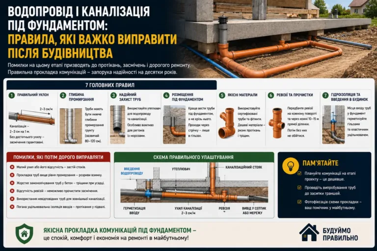 Водопровід і каналізація під фундаментом