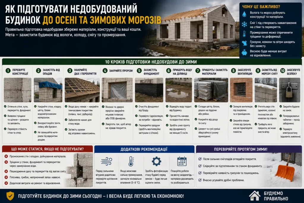 Як підготувати недобудований будинок до осені та зими