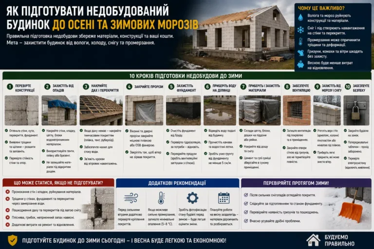 Як підготувати недобудований будинок до осені та зими