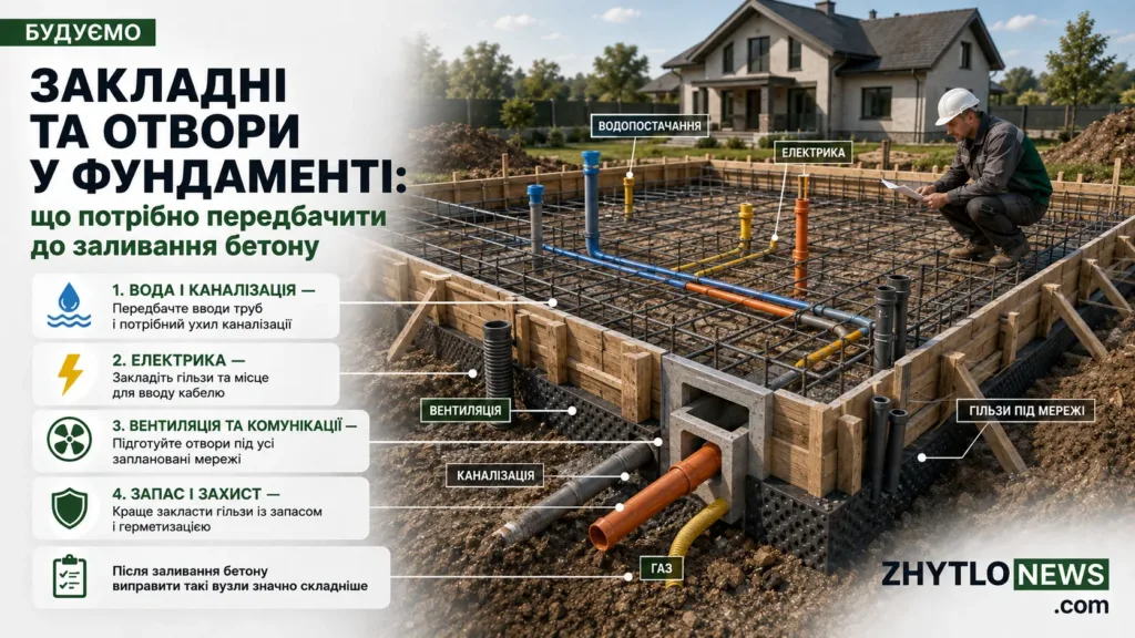Закладні та отвори у фундаменті