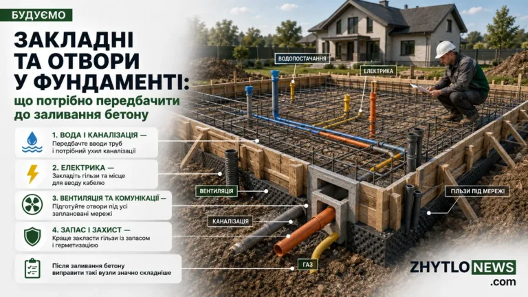 Закладні та отвори у фундаменті